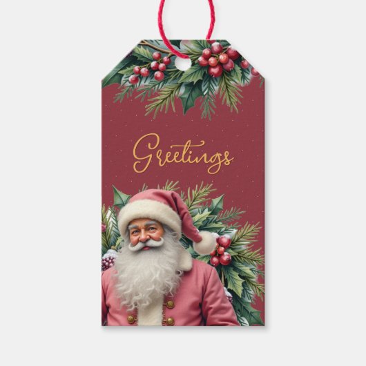 Pink Sata Accented With Greenery Cadeaulabel (Voorkant)