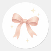 Pink satin bow ronde sticker (Voorkant)