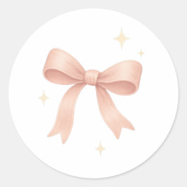Pink satin bow ronde sticker