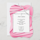 PINK SATIN, DIAMONDS EN PEARLS ELEGANT WEDING 2 KAART (Voorkant)