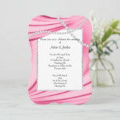PINK SATIN, DIAMONDS EN PEARLS ELEGANT WEDING 2 KAART (Staand voorkant)