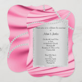 PINK SATIN, DIAMONDS EN PEARLS ELEGANT WEDING KAART (Voorkant / Achterkant)
