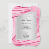 PINK SATIN, DIAMONDS EN PEARLS ELEGANT WEDING KAART (Voorkant)