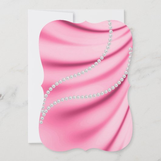 PINK SATIN, DIAMONDS EN PEARLS ELEGANT WEDING KAART (Achterkant)