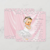Pink Satin Pearl Little Lady Baby shower Kaart (Voorkant / Achterkant)