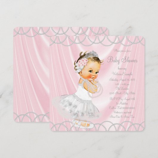 Pink Satin Pearl Little Lady Baby shower Kaart (Voorkant / Achterkant)