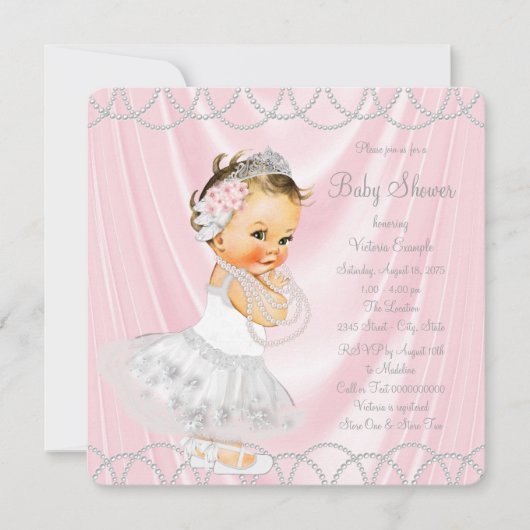 Pink Satin Pearl Little Lady Baby shower Kaart (Voorkant)
