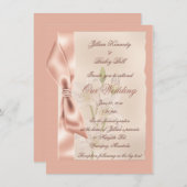 Pink Satin Ribbon Formal Wedding Kaart (Voorkant / Achterkant)