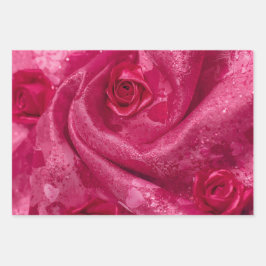 Pink Satin Rose Inpakpapier Vel