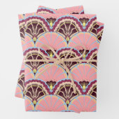 Pink Scallop Wrapping Paper Flat Sheet Set of 3 (In situ)