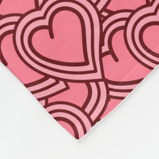 Pink Scalloped Outlined Hearts Repeat Fleece Deken (Hoek)