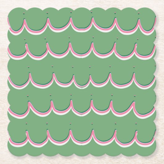 Pink Scallops Coaster Kartonnen Onderzetters (Voorkant)