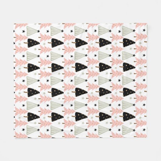 Pink Scandinavian Christmas  Fleece Deken (Voorkant (Horizontaal))