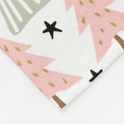 Pink Scandinavian Christmas  Fleece Deken (Hoek)