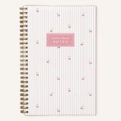 Pink | Scattered Cherry Pinstripe Personalized Notitieboek (Voorkant)