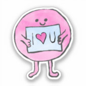 Pink schattig ik hou van je hart kawaii sticker (Voorkant)