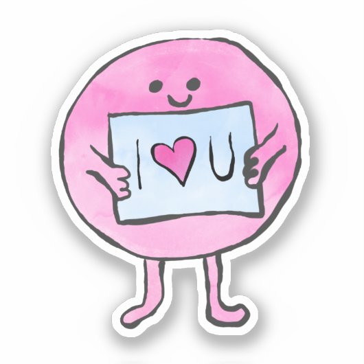 Pink schattig ik hou van je hart kawaii sticker (Voorkant)
