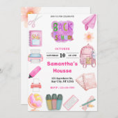 Pink School tools girl Birthday Kaart (Voorkant / Achterkant)