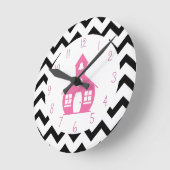 Pink Schoolhouse + Black Chevron Teacher Ronde Klok (Hoek)
