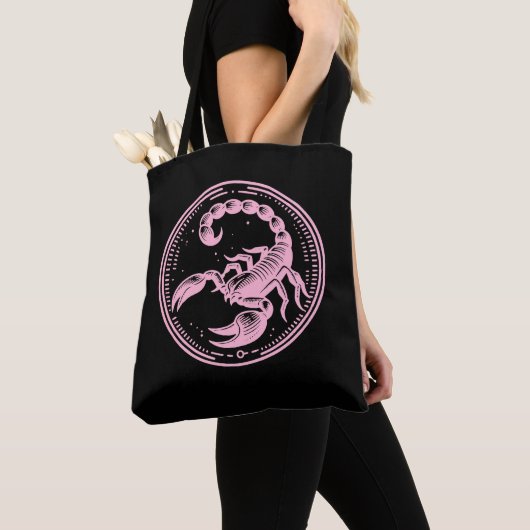 Pink Schorpioen Astrologie Sterrenbeeld Schorpioen Tote Bag (Dichtbij)