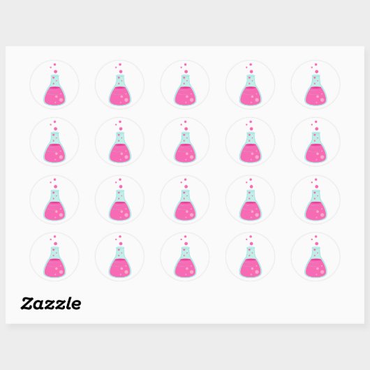 Pink Science Beaker Ronde Sticker (Vel)