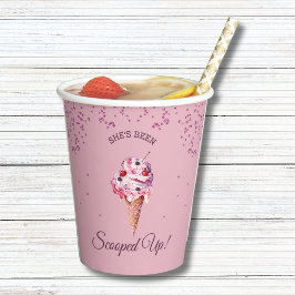Pink Scooped Up Glitter Ice Cream Vrijgezellenfees Papieren Bekers