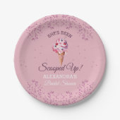 Pink Scooped Up Glitter Ice Cream Vrijgezellenfees Papieren Bordje (Voorkant)