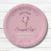 Pink Scooped Up Glitter Ice Cream Vrijgezellenfees Papieren Bordje