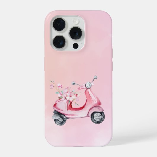 Pink Scooter Floral Phone Case iPhone Hoesje (Achterkant)