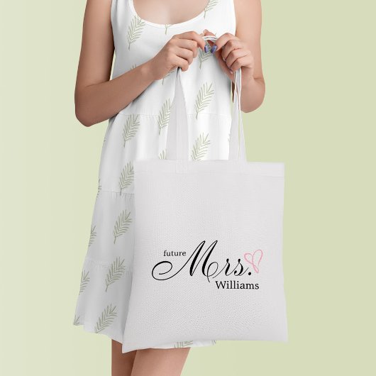 Pink Scribble Heart Future Mrs. Tote Bag