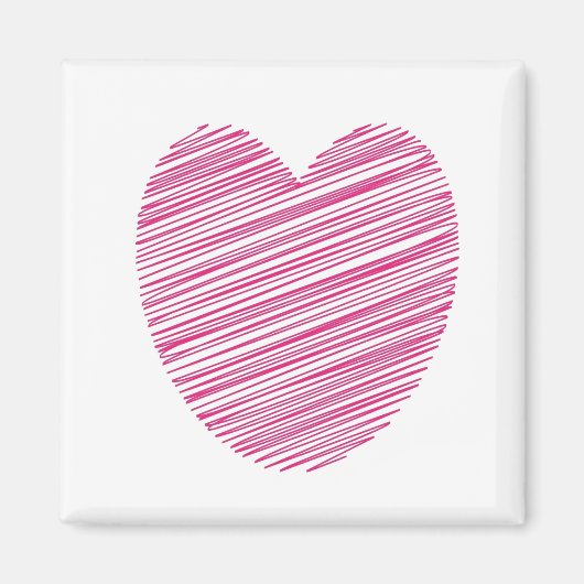 Pink Scribble Heart Magneet (Voorkant)