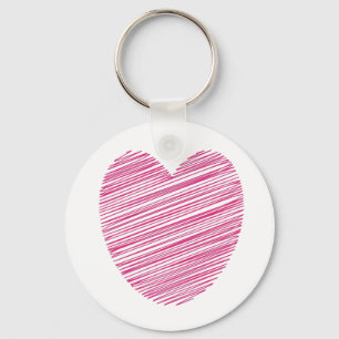 Pink Scribble Heart Sleutelhanger