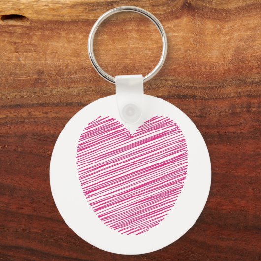 Pink Scribble Heart Sleutelhanger (Voorkant)