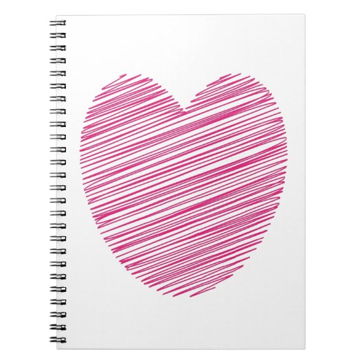 Pink Scribble Heart Spiral Notitieboek (Voorkant)