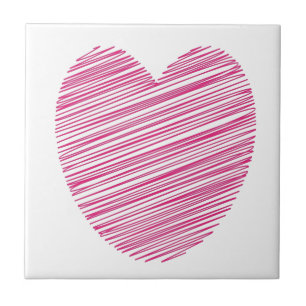 Pink Scribble Heart Tegeltje