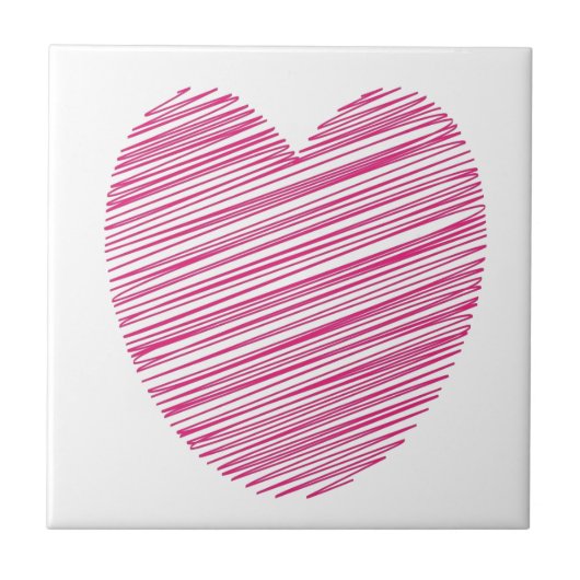 Pink Scribble Heart Tegeltje (Voorkant)
