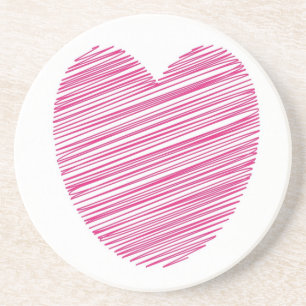 Pink Scribble Heart Zandsteen Onderzetter