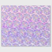 Pink Scribble Schattige Girly Dragon Wyvern Inugam Cadeaupapier (Vlak)