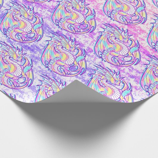 Pink Scribble Schattige Girly Dragon Wyvern Inugam Cadeaupapier (Hoek)