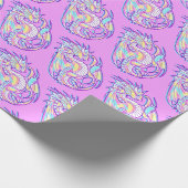 Pink Scribble Schattige Girly Dragon Wyvern Inugam Cadeaupapier (Hoek)