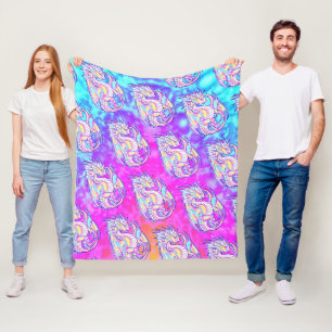 Pink Scribble Schattige Girly Dragon Wyvern Inugam Fleece Deken
