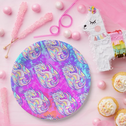 Pink Scribble Schattige Girly Dragon Wyvern Inugam Papieren Bordje (Feest)