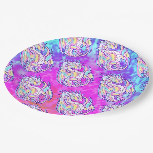 Pink Scribble Schattige Girly Dragon Wyvern Inugam Papieren Bordje (Gekanteld)