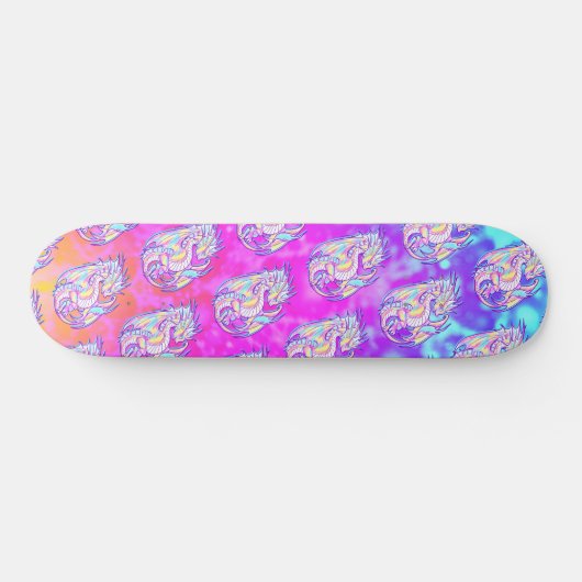 Pink Scribble Schattige Girly Dragon Wyvern Inugam Persoonlijk Skateboard (Horizontaal)