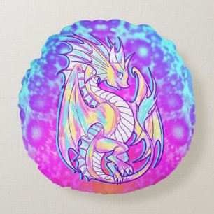 Pink Scribble Schattige Girly Dragon Wyvern Inugam Rond Kussen