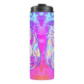 Pink Scribble Schattige Girly Dragon Wyvern Inugam Thermosbeker (Voorkant)