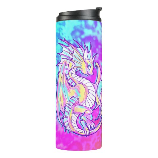 Pink Scribble Schattige Girly Dragon Wyvern Inugam Thermosbeker (Gedraaid links)