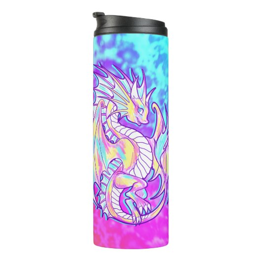 Pink Scribble Schattige Girly Dragon Wyvern Inugam Thermosbeker (Geroteerd rechts)