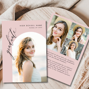 Pink Script Afstuderen Foto Afstuderen Kaart