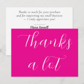 Pink Script Business Thank You Note Card Bedankkaart (Voorkant / Achterkant)